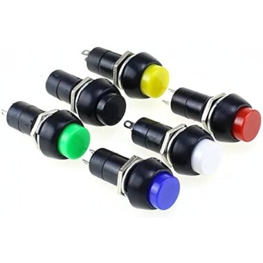 Yellow PBS-11B 12mm 2 PIN Momentary Self-Reset Round Plastic Push Button Switch - 3