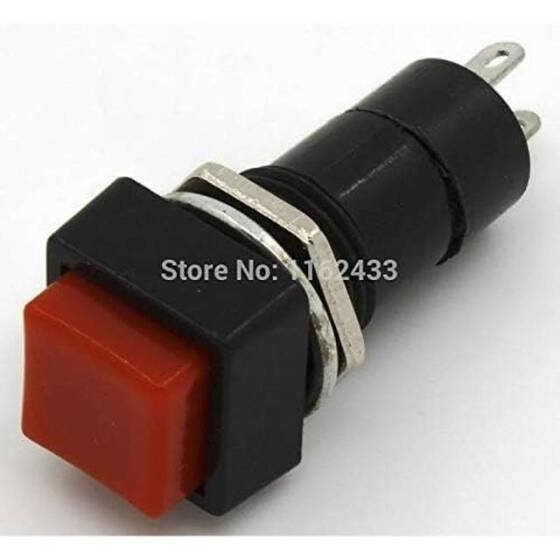 Yellow PBS-12A 12mm 2 PIN Off-On Self-Locking Square Push Button Switch - 2