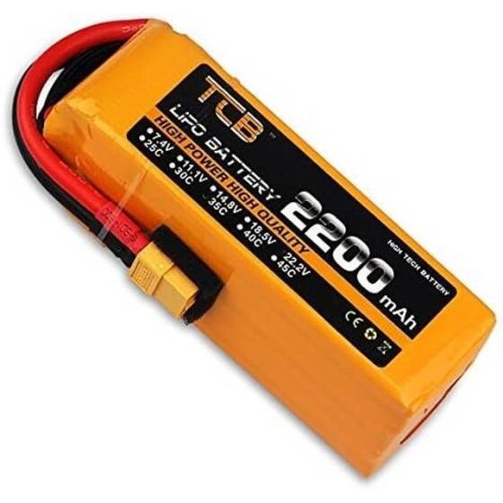 Yellow TCB 11.1V 2200MAH 25C Model Airplane Lithium Battery JST Female - 3