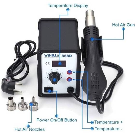 YIHUA858D Adjustable Constant Temperature Hot Air Station Anti-Static Hot Air Gun AU Plug - 2