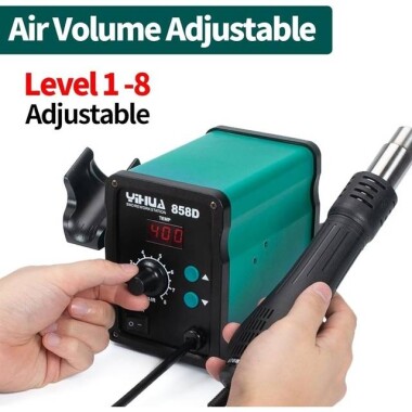 YIHUA858D Adjustable Constant Temperature Hot Air Station Anti-Static Hot Air Gun UK Plug - 2