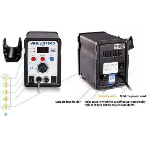 YIHUA8786D I Digital Display Hot Air Desoldering Station UK Plug - 5