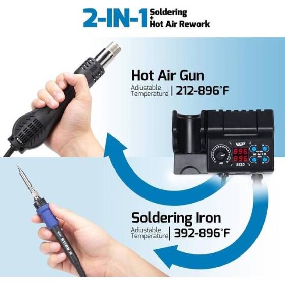 YIHUA882D Digital Display Hot Air Soldering Station 2 In 1 110V US Plug - 2