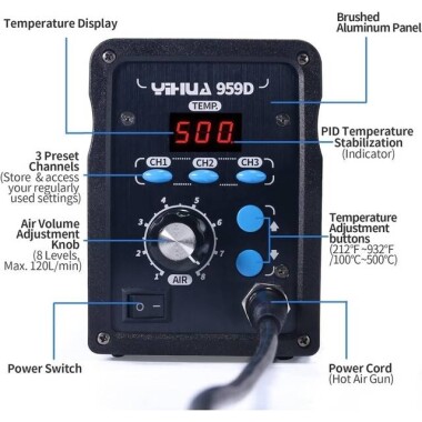 YIHUA959D-I Digital Display Hot Air Soldering Station 110V US Plug - 2