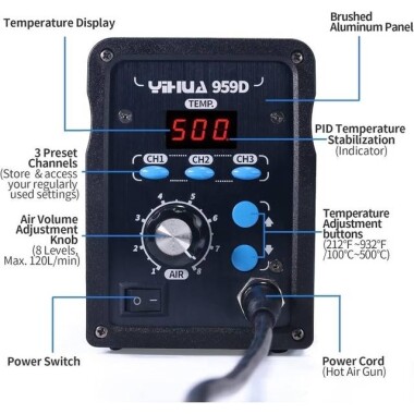 YIHUA959D Single Digital Display Hot Air Soldering Station 110V US Plug - 2