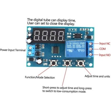 YYA-1 DC12V Relay Module Led Display 3 Button Key 4 Digital Tube Timer Delay Switch Automatic Controller - 2