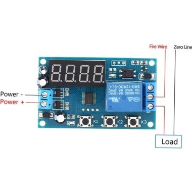 YYA-1 DC12V Relay Module Led Display 3 Button Key 4 Digital Tube Timer Delay Switch Automatic Controller - 3