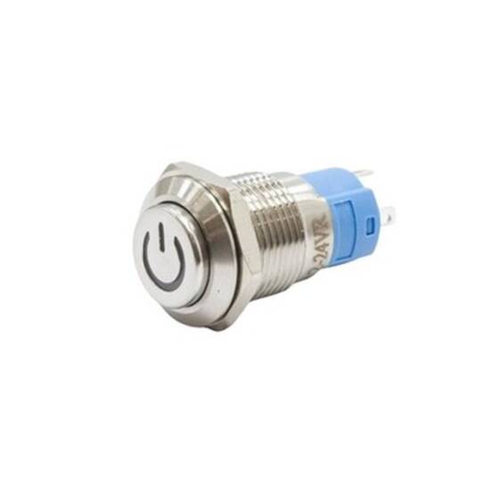 12A-G1Z-C 12mm Extended Key Illuminated Power Metal Button - Blue - 1