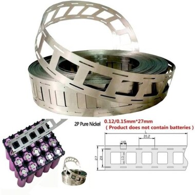 0-15x27mmx1M 20-25mm Nickel Plated Steel Strip For 18650-2P Battery Pack Welding - 4