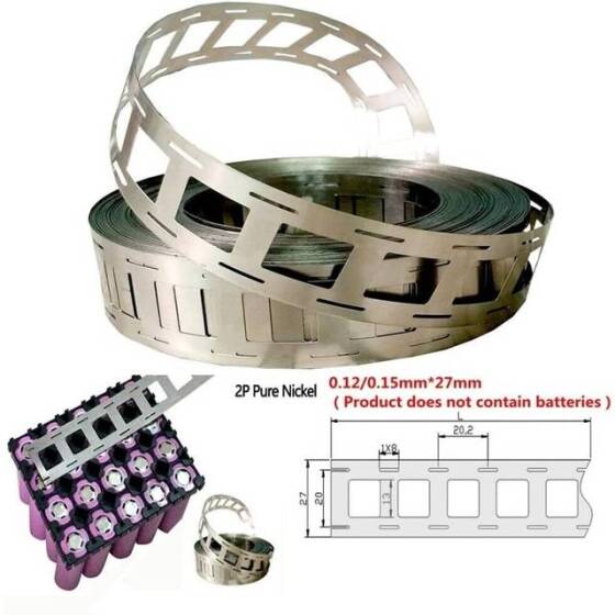 0-2x27mmx1M 20-25mm Nickel Plated Steel Strip For 18650-2P Battery Pack Welding - 4