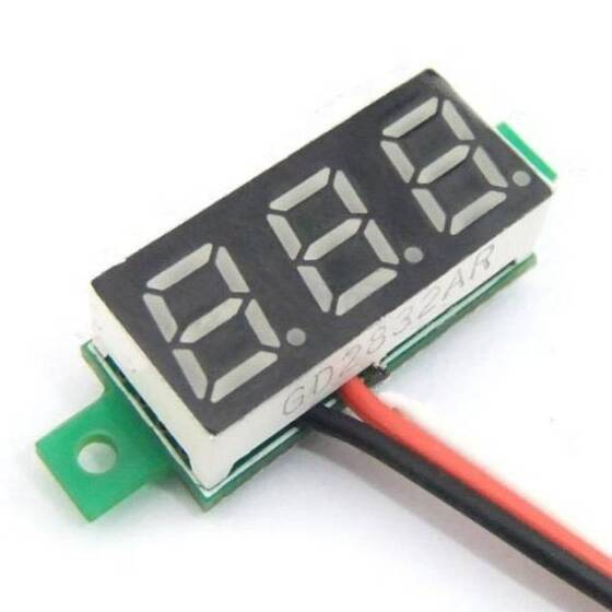 0.28 Inch 0-100V Three Wire DC Voltmeter Red - 1