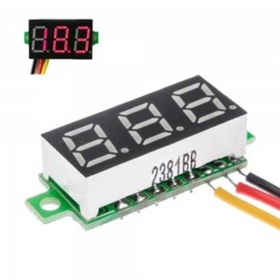 0.28 Inch 0-100V Three Wire DC Voltmeter Red - 3
