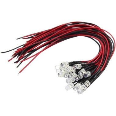 12-18V 5mm Warm White LED Indicator Light With 20cm Cable - 1