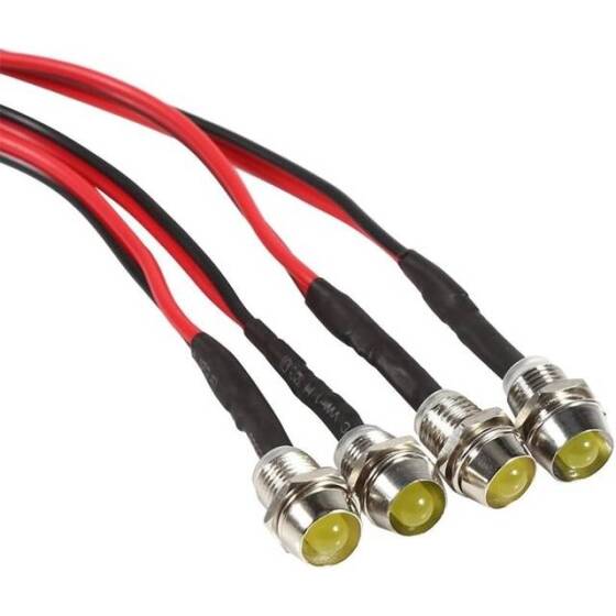 12-18V 8mm Red LED Indicator Light With 20cm Cable - 1