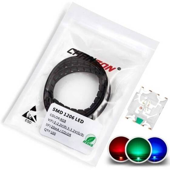 1206 (3227) SMD LED Red+Blue - 1