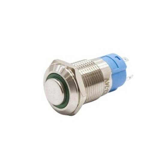 12A-G1Z-E 12mm Extended Key Illuminated Metal Button - Green - 1