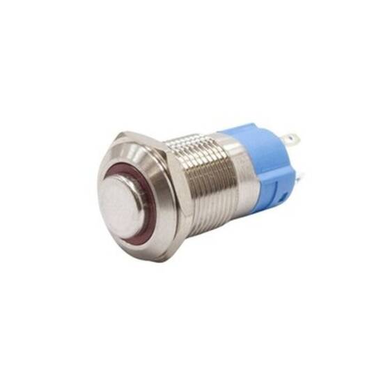 12A-G1Z-E 12mm Protruding Key Illuminated Metal Button - Red - 1