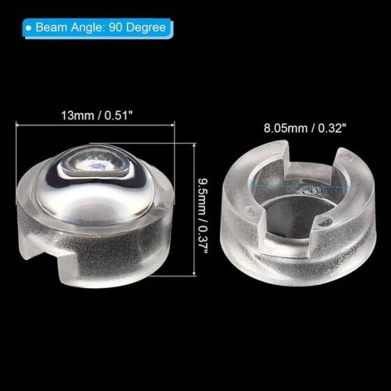 13mm Integrated High Power LED Lamp Bead Lens 100 Degrees - 2