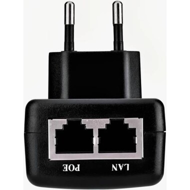 15V 1A 100M PoE Injector EU Plug - Silver Network Port - 4