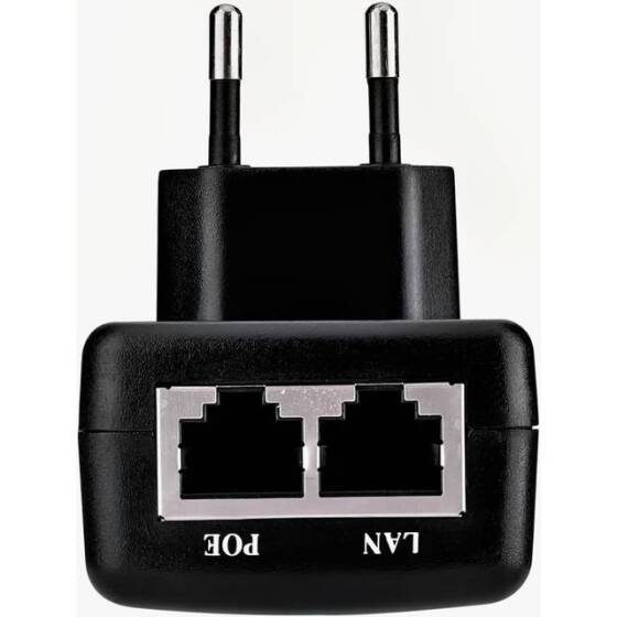 15V 1A 100M PoE Injector EU Plug - Silver Network Port - 4