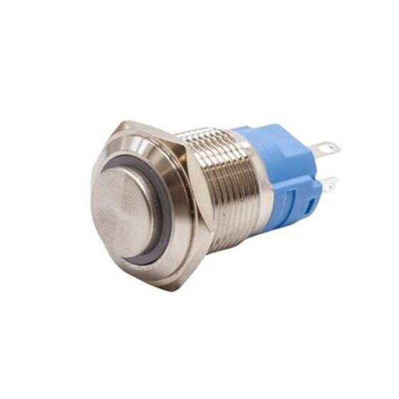 16A-G1-E 16mm Protruding Spring Illuminated Metal Button - White - 1
