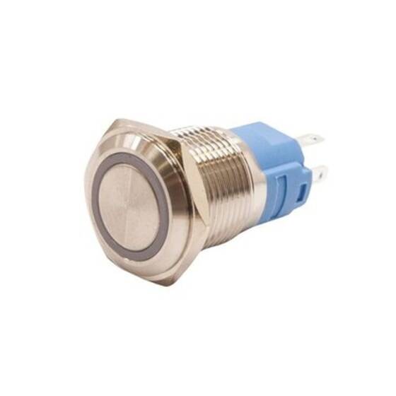 16A-P1Z-E 16mm Flat Key Illuminated Metal Button - White - 1