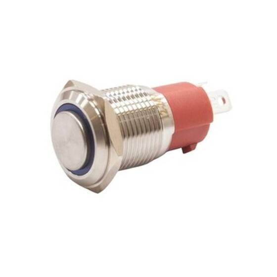 16D-G1-E 16mm Protruding Spring Illuminated Metal Button - Blue - 1