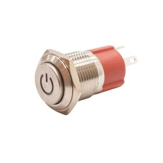 16D-G1Z-C 16mm Extended Key Illuminated Power Metal Button - Yellow - 1