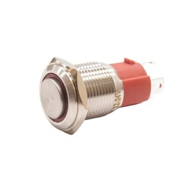16D-G1Z-E 16mm Protruding Key Illuminated Metal Button - Red - 1