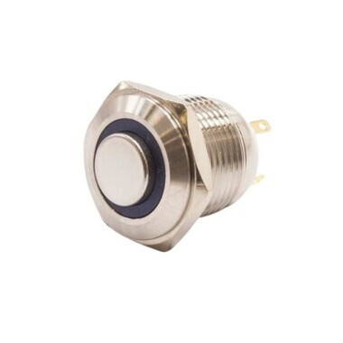 16H-G1-E 16mm Protruding Spring-Loaded Illuminated Metal Button - Blue - 1