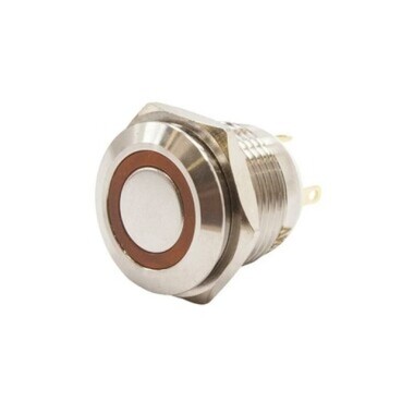 16H-P1-E 16mm Flat Spring Illuminated Metal Button - Yellow - 1