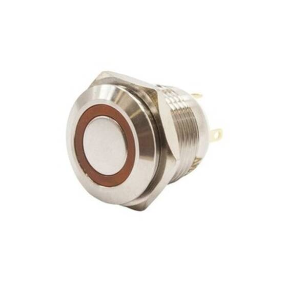 16H-P1-E 16mm Flat Spring Illuminated Metal Button - Yellow - 1