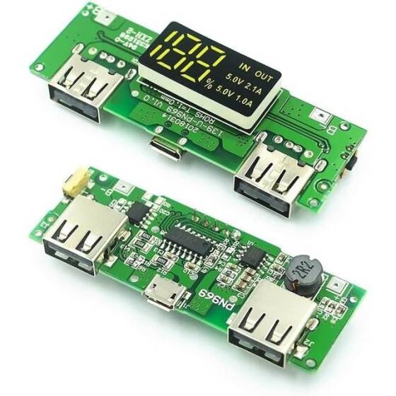 18650 5V 2.4A Lithium Battery Digital Display Charging Module Dual Usb Output BAnd Display Booster Module - 5