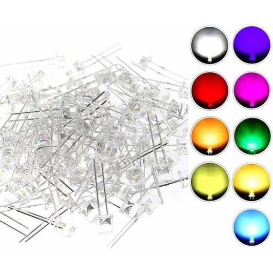 18mm Leg 5mm Flat LED Warm White Use 3V 20mA - 2