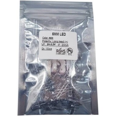 18mm Leg 5mm Flat LED Water Clear Red Use 2V 20mA - 2