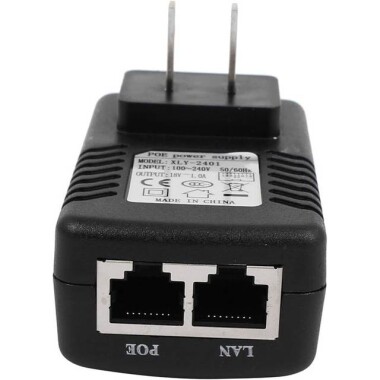 18V 1A 100M PoE Injector EU Plug - Silver Network Port - 4