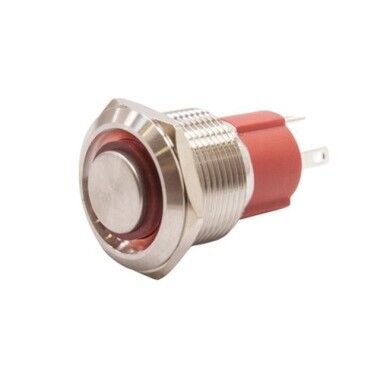 19D-G1Z-E 19mm Protruding Key Illuminated Metal Button - Red - 1