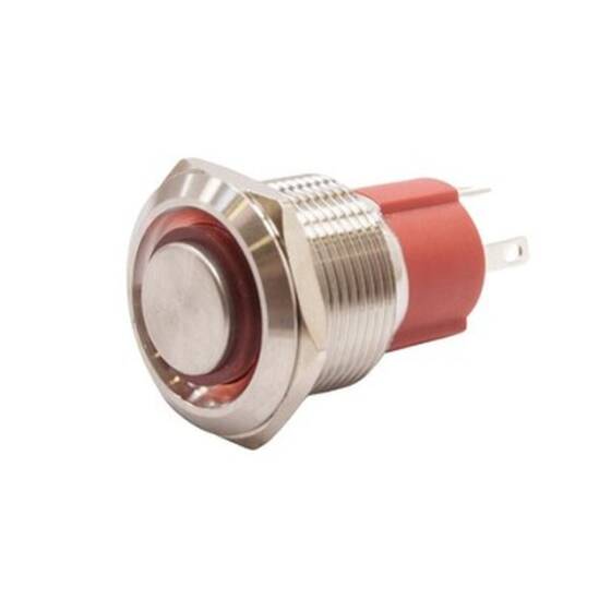 19D-G1Z-E 19mm Protruding Key Illuminated Metal Button - Red - 1