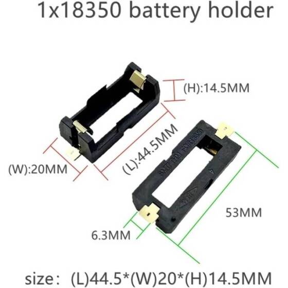 1x 18350 Battery Holder SMD SMT Battery Holder Box - 3