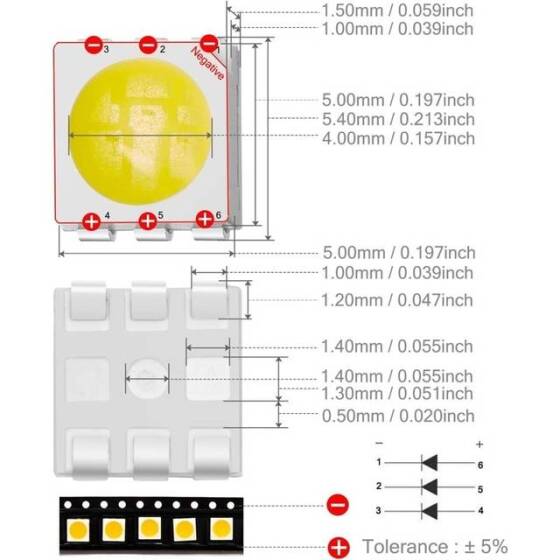2016 0.2W SMD LED Cold White - 3