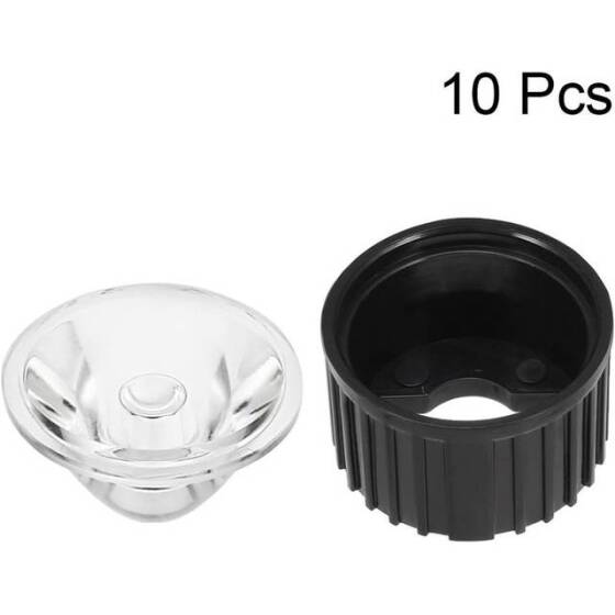 20mm LED Lamp Bead Lens 15 Degrees With Black Flat Mouth Lampshade (Apply to 1W 3W 5W RGB LED) - 2