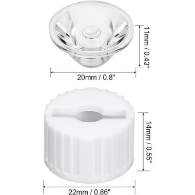 20mm LED Lamp Bead Lens 15 Degrees With White Flat Mouth Lampshade (Apply to 1W 3W 5W RGB LED) - 4