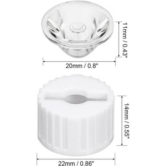 20mm LED Lamp Bead Lens 15 Degrees With White Flat Mouth Lampshade (Apply to 1W 3W 5W RGB LED) - 4
