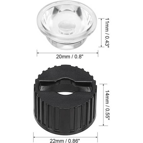 20mm LED Lamp Bead Lens 25 Degrees With White Flat Mouth Lampshade (Apply to 1W 3W 5W RGB LED) - 4