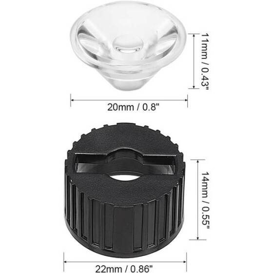20mm LED Lamp Bead Lens 60 Degrees With Black Flat Mouth Lampshade (Apply to 1W 3W 5W RGB LED) - 4