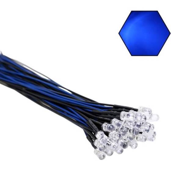 22-28V 5mm Blue LED Indicator Light With 20cm Cable - 2