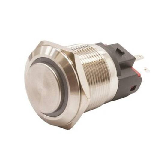 22E-G1-E 22mm Protruding Spring Illuminated Metal Button - White - 1