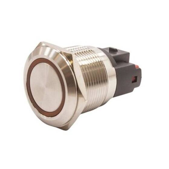 22E-P1-E 22mm Flat Spring Illuminated Metal Button - Yellow - 1