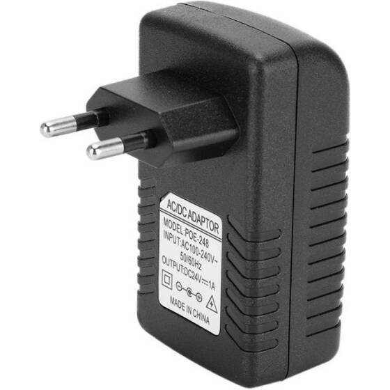 24V 1A 100M PoE Injector US Plug - Silver Network Port - 3