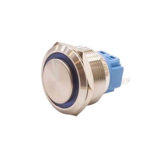 25B-G1-E 25mm Protruding Spring Illuminated Metal Button - Blue - 1